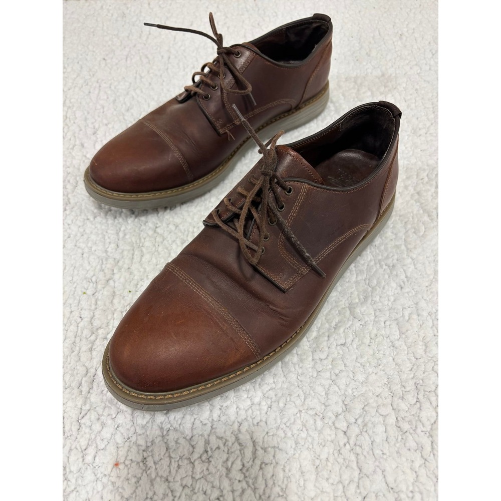 Warfield & Grand 10 Brown Leather Cap Toe Derby Shoes Casual Preppy Mens